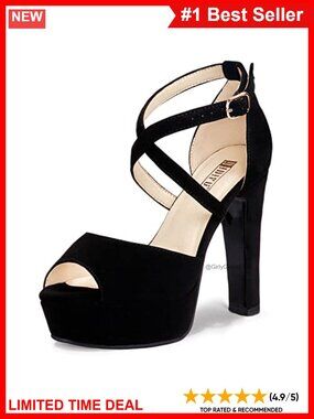 IDIFU Women Peep Toe Platform Chunky High Heels Strappy Sandals